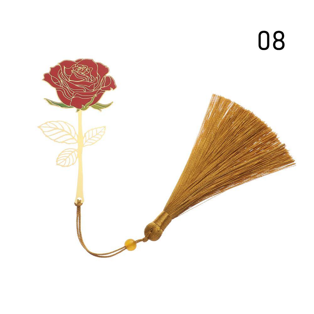 Retro New Pendant Tassel Chinese Style Hollow Painted Book Clip Brass Bookmark Pagination Mark