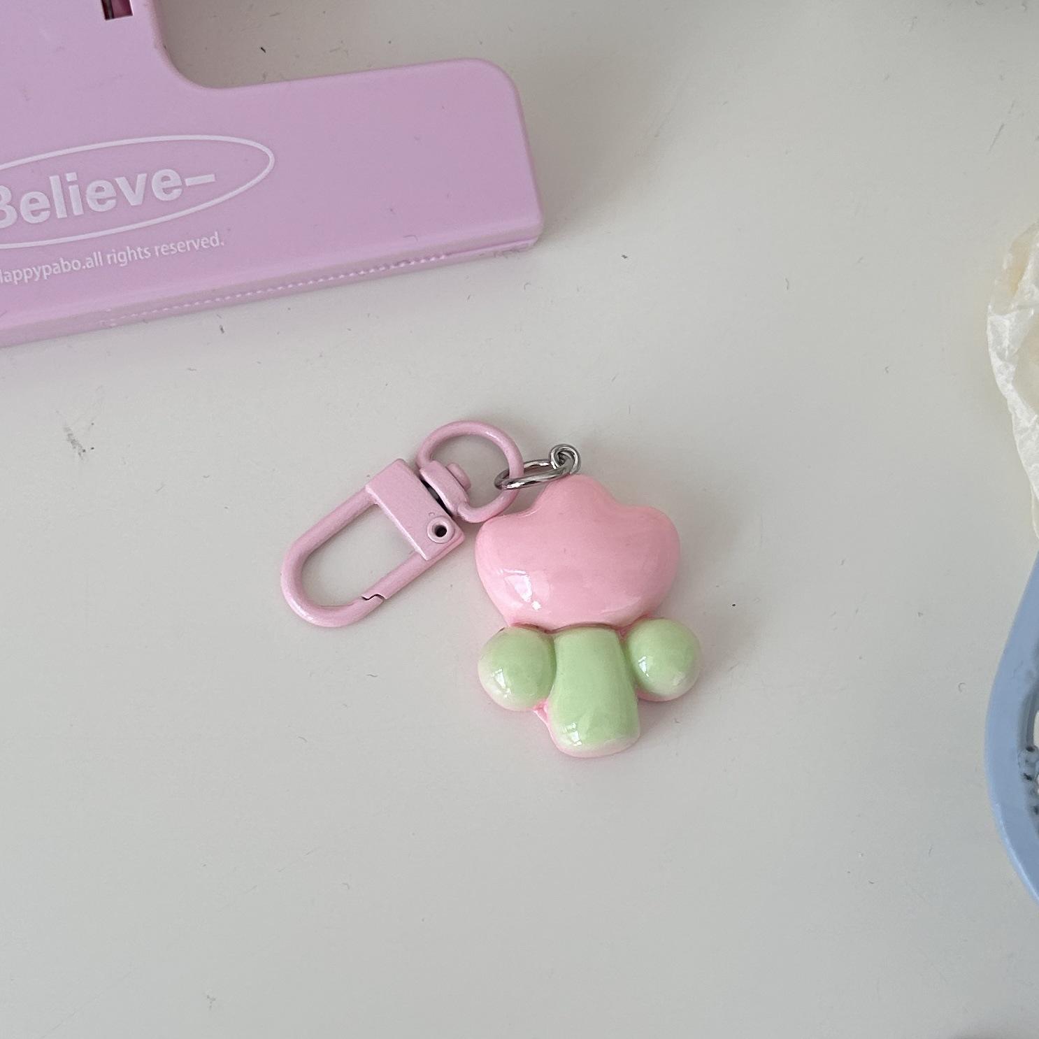 

Пухлый брелок в виде цветка: Милый кремовый шарм для рюкзака в виде тюльпана и подсолнуха розовый