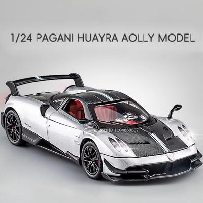 1:24 Pagani Huayra BC Model Car Toy Alloy Die-casting Shock Absorption Rebound Sound and Light Simulation Racing Ornaments Display Boy Gift