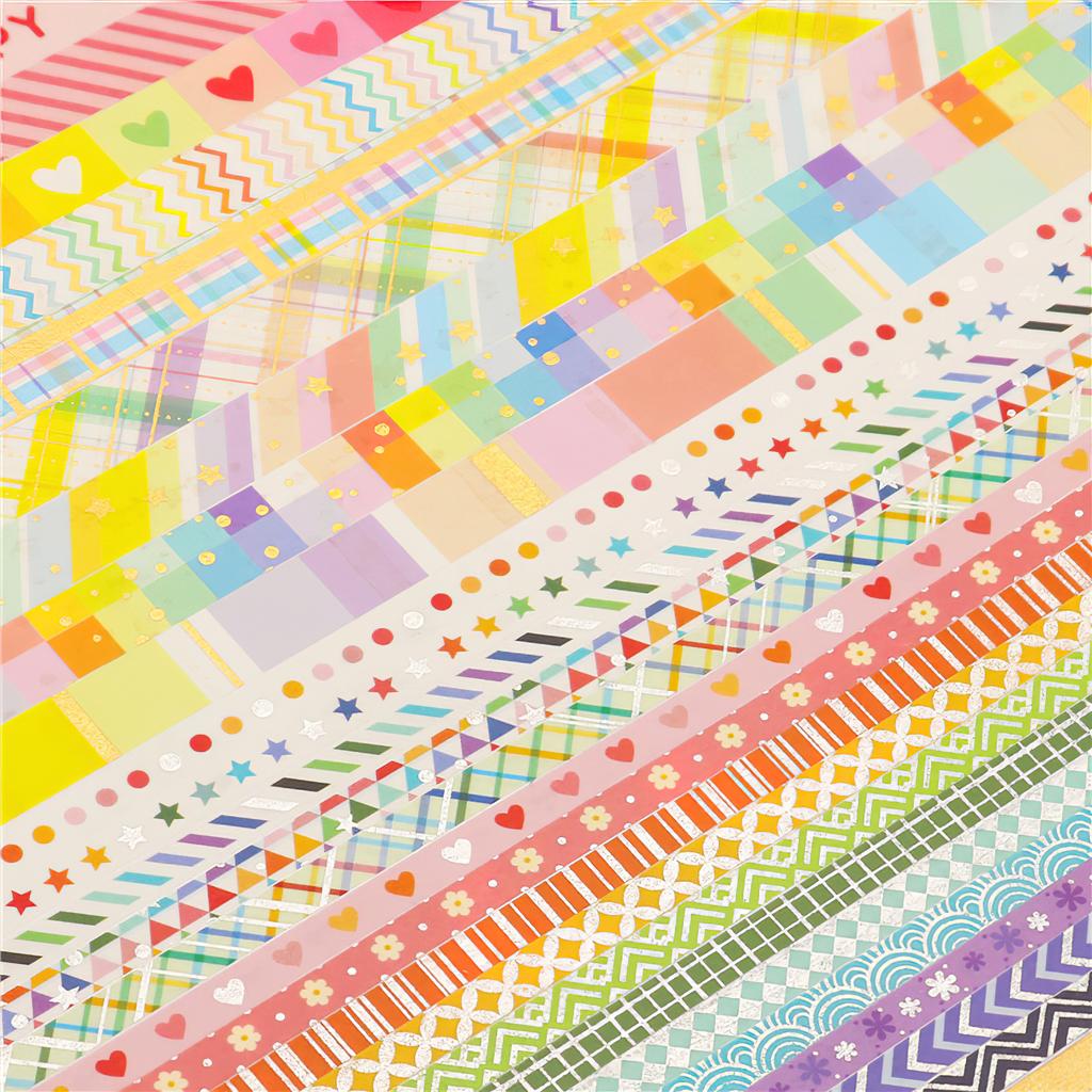 27pcs Rainbow Washi Tapes Set 5mm 10mm Gold Foil Lace Paper Adhesive Masking Tape Decoration Stickers A7427