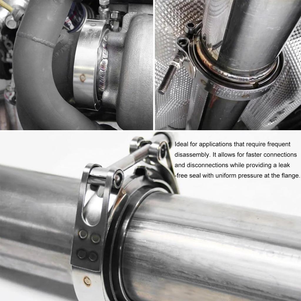 4 Inch V Band Clamp,Male Female 304 Stainless Steel Quick Release Flange Exhaust Clamp, V-Band For Pickup Truck Turbo Downpipe Exchange Exhaust