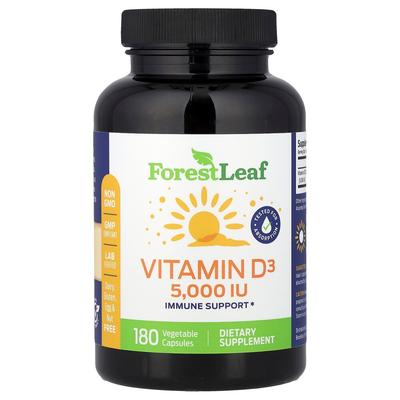 Vitamin D3 125mcg (5000IU) Vegetarian Capsules, 180 Count