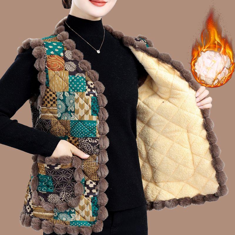 Women's Fleece Vest Sleeveless Thick Warm Plush Vest Cardigan Flocking Vest Top Outwear Autumn Winter