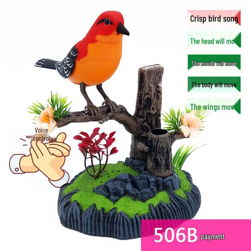 Hlasově ovládaná elektrická hračka Malý ptáček se simulací pohybu a zvuku aktivovaná indukcí