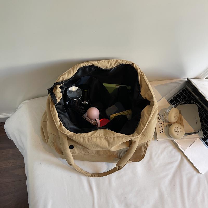 Minimalist Solid Color Tote Bag for Women – Large Capacity Shoulder Bag with Front Pocket – Perfect for Daily Use, Shopping, and School