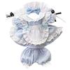 Niannyyhouse 15cm Plüsch-Maid-Outfit mit Haarband, Kleid, Schürze und Shorts, Baumwollpuppenkleidung (Hellblau)