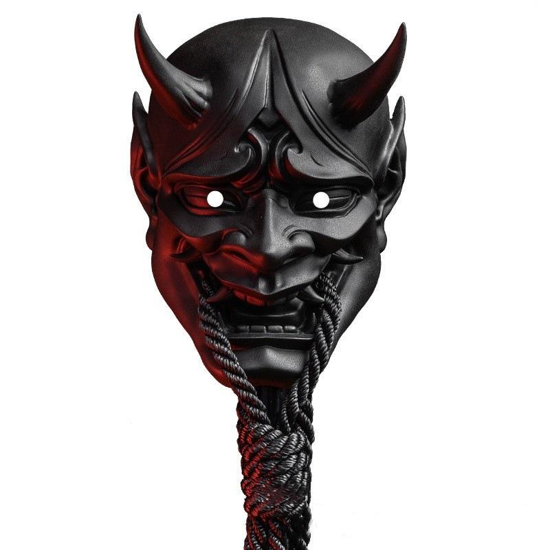 Resin-sealed Red Prajna Mask Latex mask for Halloween with red ghost face and strap Japanese-style Hannya mask