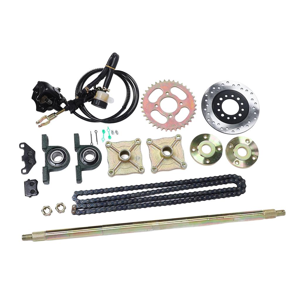 25.5in Go Kart Zadní Živá Náprava Kit Robustní Vylepšený Úchop Rozeta Náboj Brzdový Sestava Řetěz Kotouč pro 50cc 70cc 90cc ATV