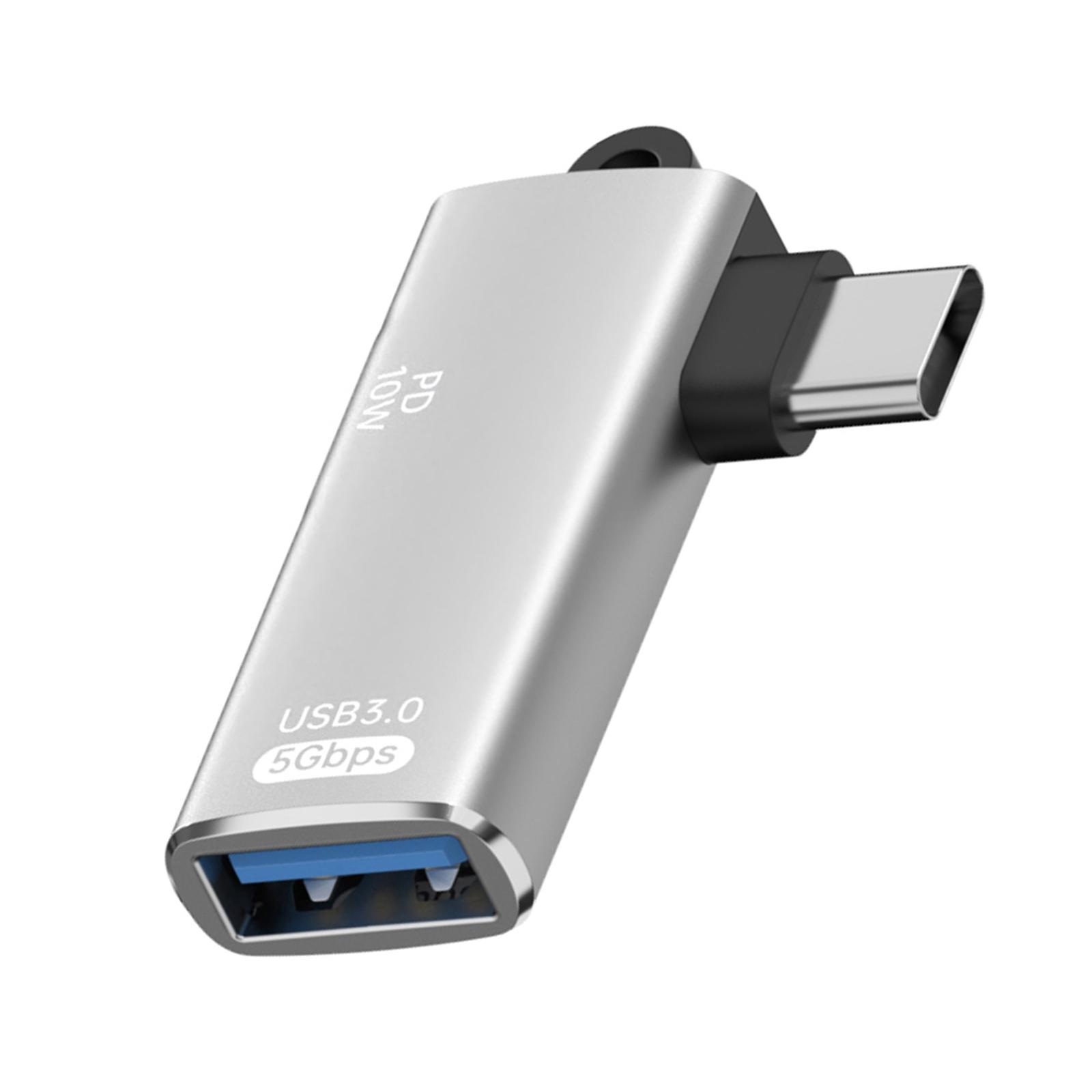 

Адаптер-конвертер USB C - USB 3.0, передача данных 5 Гбит/с с поддержкой быстрой зарядки OTG, подходит для ноутбуков и планшетов 10W серебряный