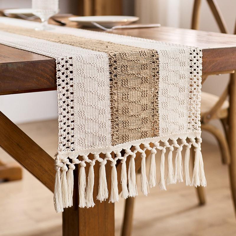 1 шт. Скатерть-дорожка для летнего дома, хлопково-льняная скатерть-дорожка, свадебный стол, богемный декор для столовой, спальни, кофейного столика 30X240cm