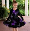 Mädchen Lässiges 3D-Schmetterlingsmuster Print Rundhals Langarm Kleid Kinder Prinzessinnenkleid