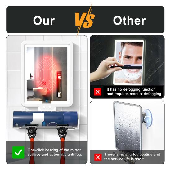 Yousheng Makeup Mirror Anti-Fog Bathroom Heating 78 LED Beads 3-Color Light Brightness Adjustable Anti-fog Bathroom Mirror