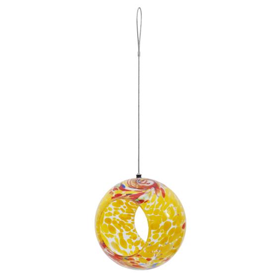 

Glass Bird Feeder Fly Through Feeder Outside Round Bird Hanging Feeder to Attract Wild Birds B