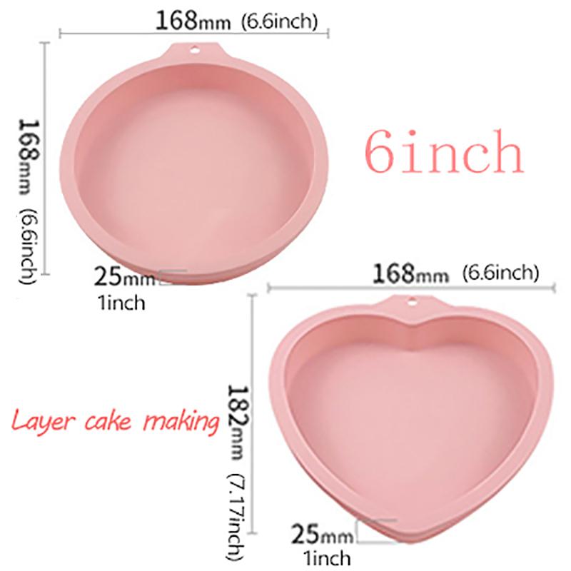 Layer Bakeware Molds Heart Round Silicone Cake Pan Cake Mold Round Heart Dessert Cutting Cakes Mould Muffin Baking Tools