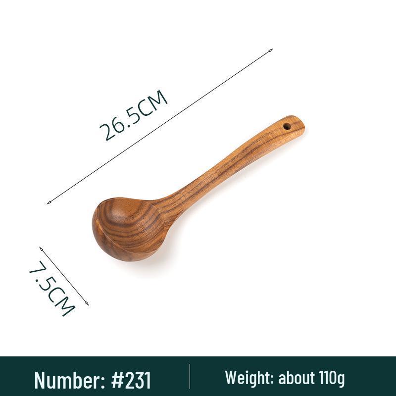 Teak Acacia Wood Kitchen Utensil Set: Spatula, Spoon, Ladle, Turner, Long Handle Rice Spoon