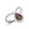 Delicate Tear Drop 7X5mm Pear Smoky Quartz 925 Sterling Silver Solitaire Women Wedding Ring