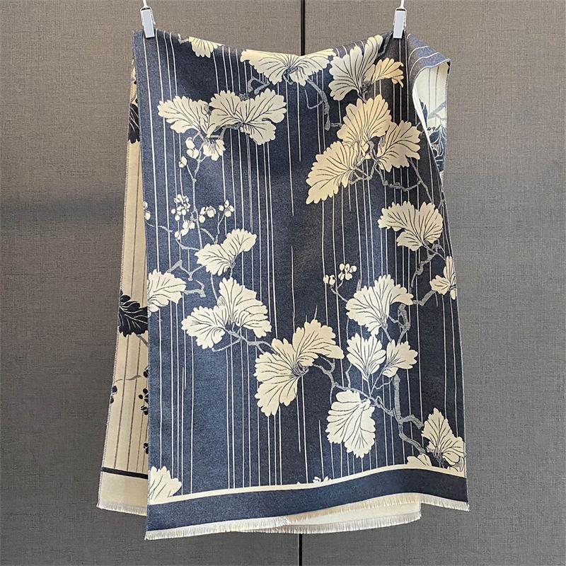 Vinter varmt kasjmirskjerf for kvinner Luksustrykk Pashmina sjal Wrap halstørkle kvinne Bufanda Echarpe Design pannebånd