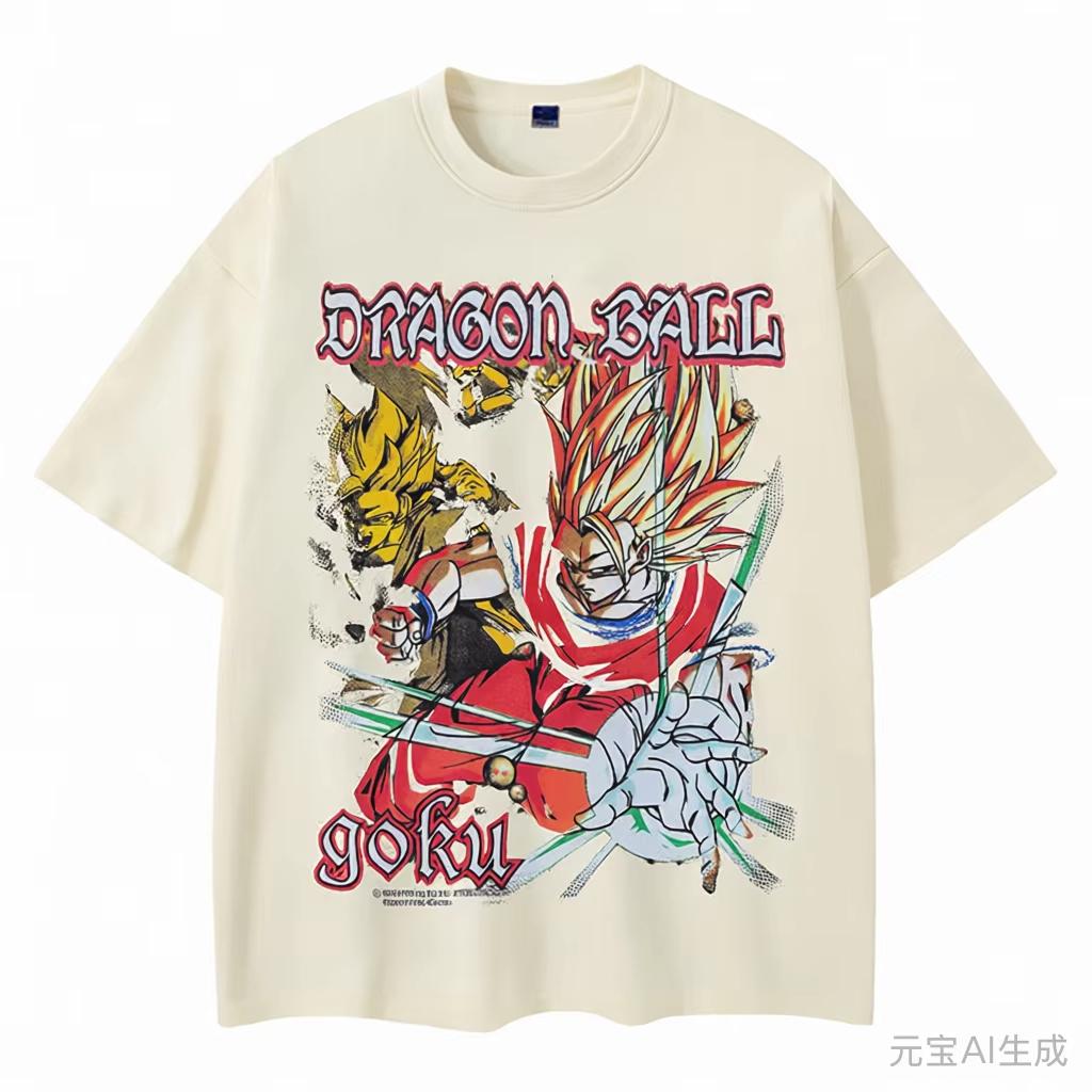 

Dragon Ball Print Unisexs and Womens cotton Tshirts 2026 summer Cartoon pattern Loose casual shortsleeved top S