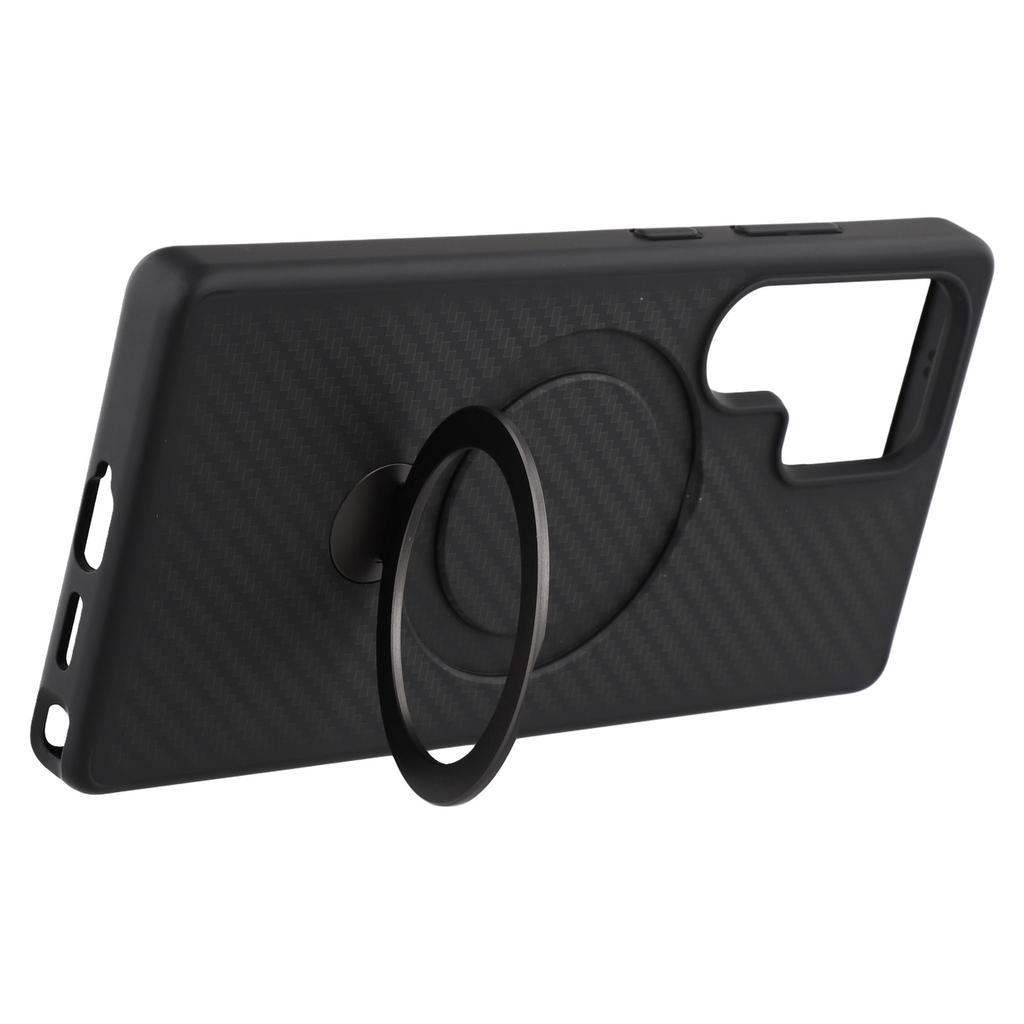 For Samsung Galaxy S25 Ultra Magnetic Case Kickstand TPU + PC Phone Cover Carbon Fiber Texture
