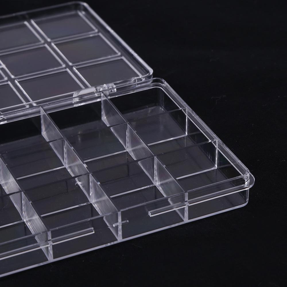 Transparent 12-Grid Plastic Organizer Box for Nail Art, Beads, Electronic Components & Small Items