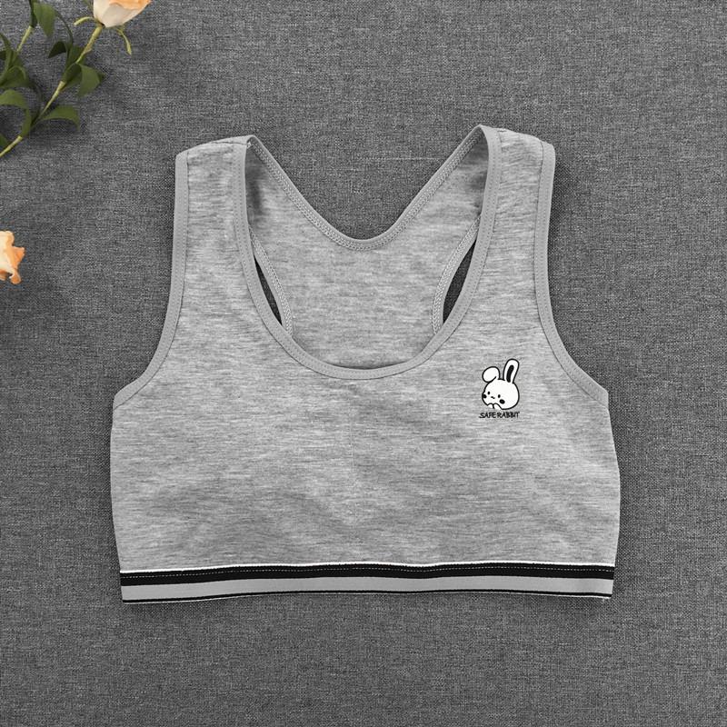 New Girls' Sports Training Bra, Safe Rabbit Pattern, Kids Underwear for Primary & Junior High Students, Teen Tube Top Bra