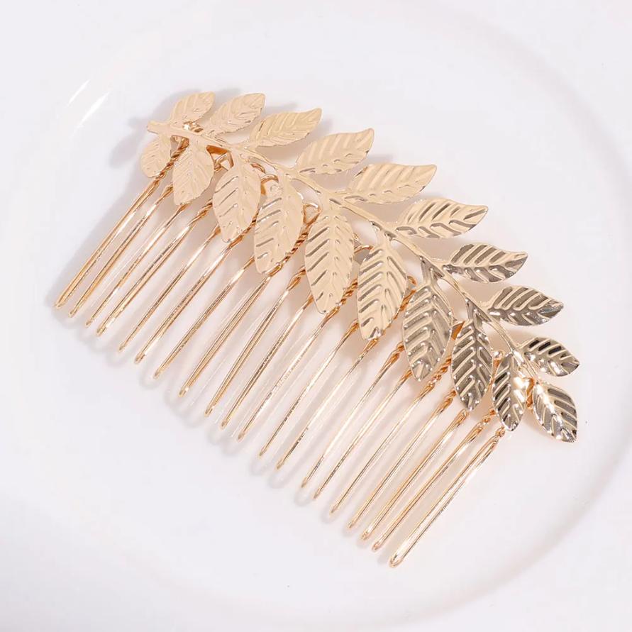 

Элегантная свадебная заколка-краб для волос золотого цвета, металлическая заколка для укладки волос в виде листа для женщин, хрустальная расческа-гребень, заколка для волос для девочек, ювелирные украшения