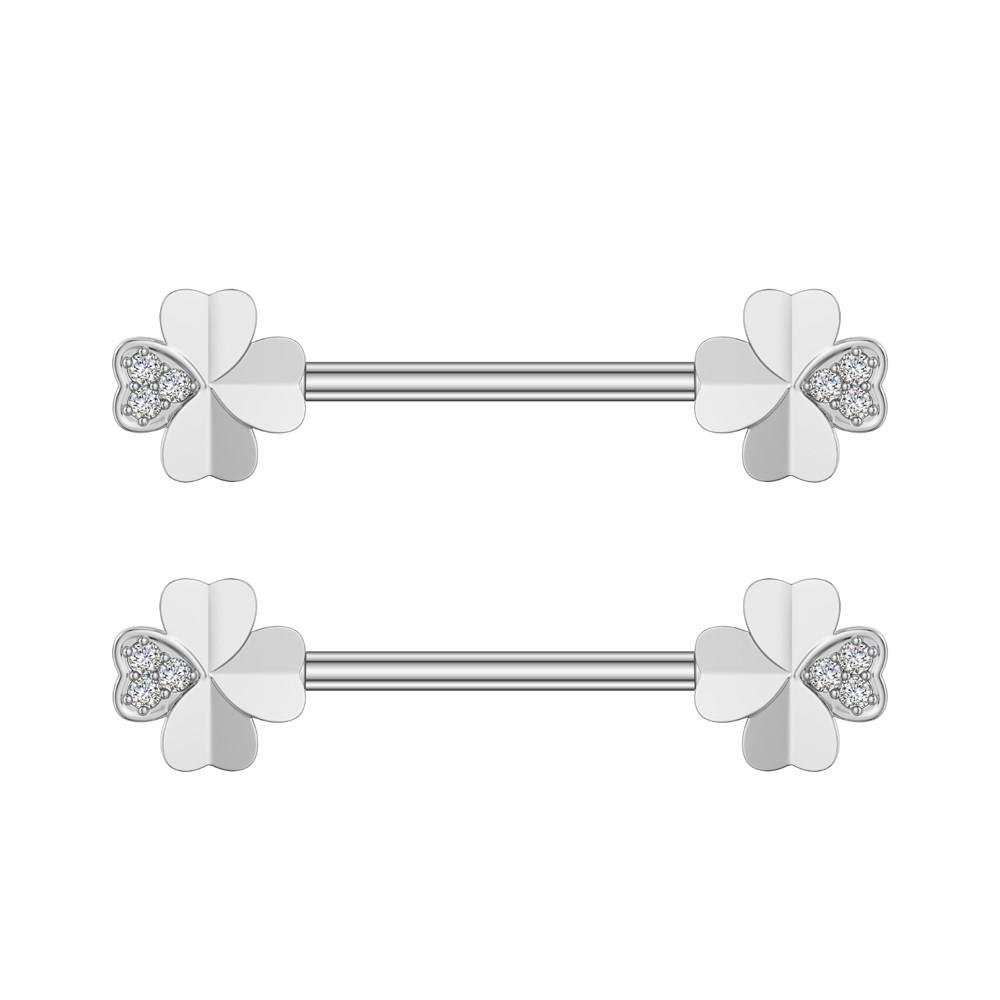 2pcs 316L Steel Maple Leaf Nipple Rings Barbell Butterfly Wing Shield Piercing for Women Girls Sexy Nipple Piercing Body Jewelry