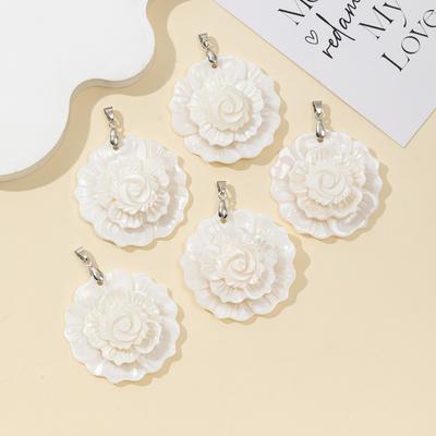 1 peça, pingente de concha natural em formato de flor branca feito à mão para colar feminino, acessórios para artesanato, joias, casamento, presentes para o dia das mães