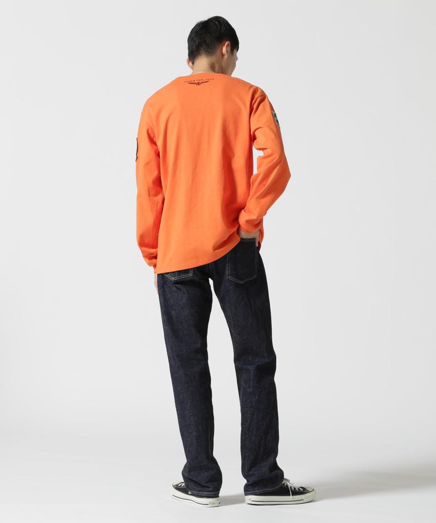 AVIREX TOP GUN PATCHED L/S T-SHIRT 783-3930018 men's L orange