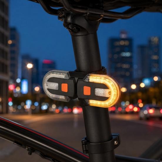 Yousheng Bicycle Turn Tail Light with Remote Control, IPX6 Waterproof 5 Modes Bike Rear Warning Light, Rechargeable Dual LED Split Taillight for Road,