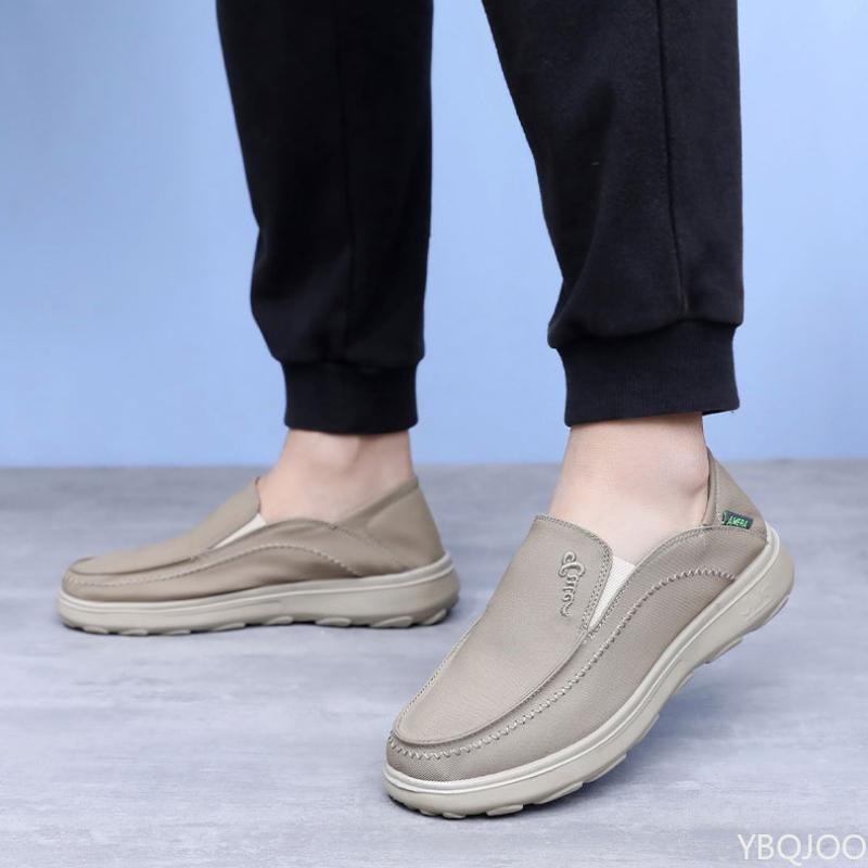Fashion Trendy Thick Soled Men's Cloth Shoes Breathable Lazy Low Cut Versatile Comfortable Flat Bottom Casual Loafers Zapatos De Hombre