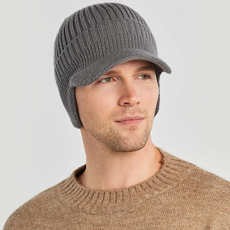 European And American Men Winter Warm Ear Protection Knitted Hat Outdoor Riding Fleece Hat
