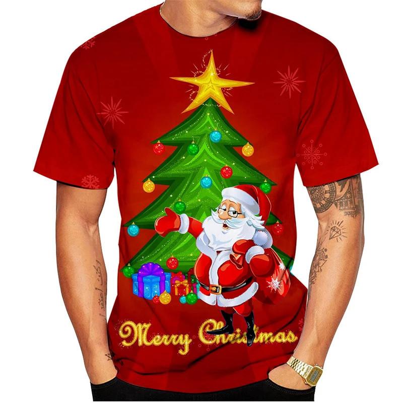 

Summer new trend fashionable 3D printed Santa Claus short sleeved t-shirt, suitable for Christmas Eve wear 6XL
