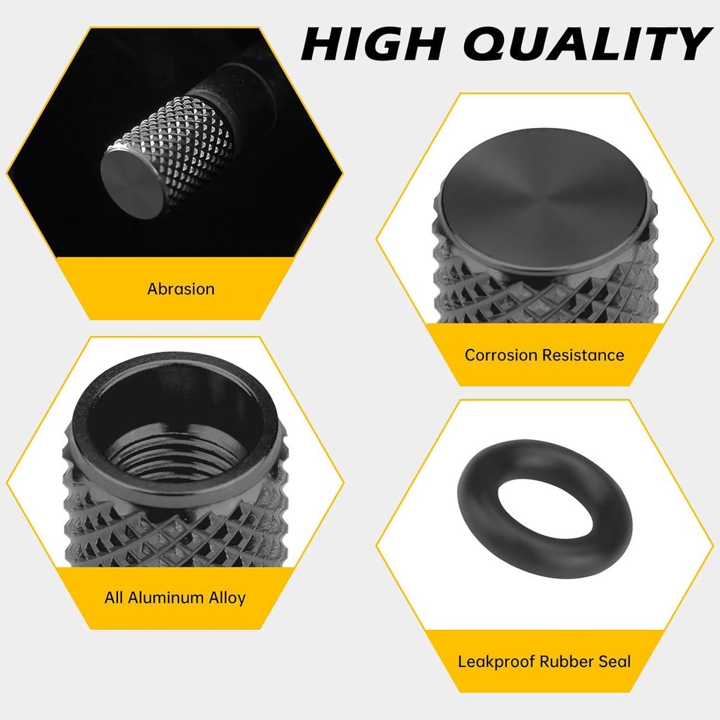 Tire Valve Stem Caps,4 pcs Universal Anodized Aluminum Tire Valve Caps with O-Ring Seal for Leak-proofing,Corrosion-Resistant, Dustproof,Durable.Fits
