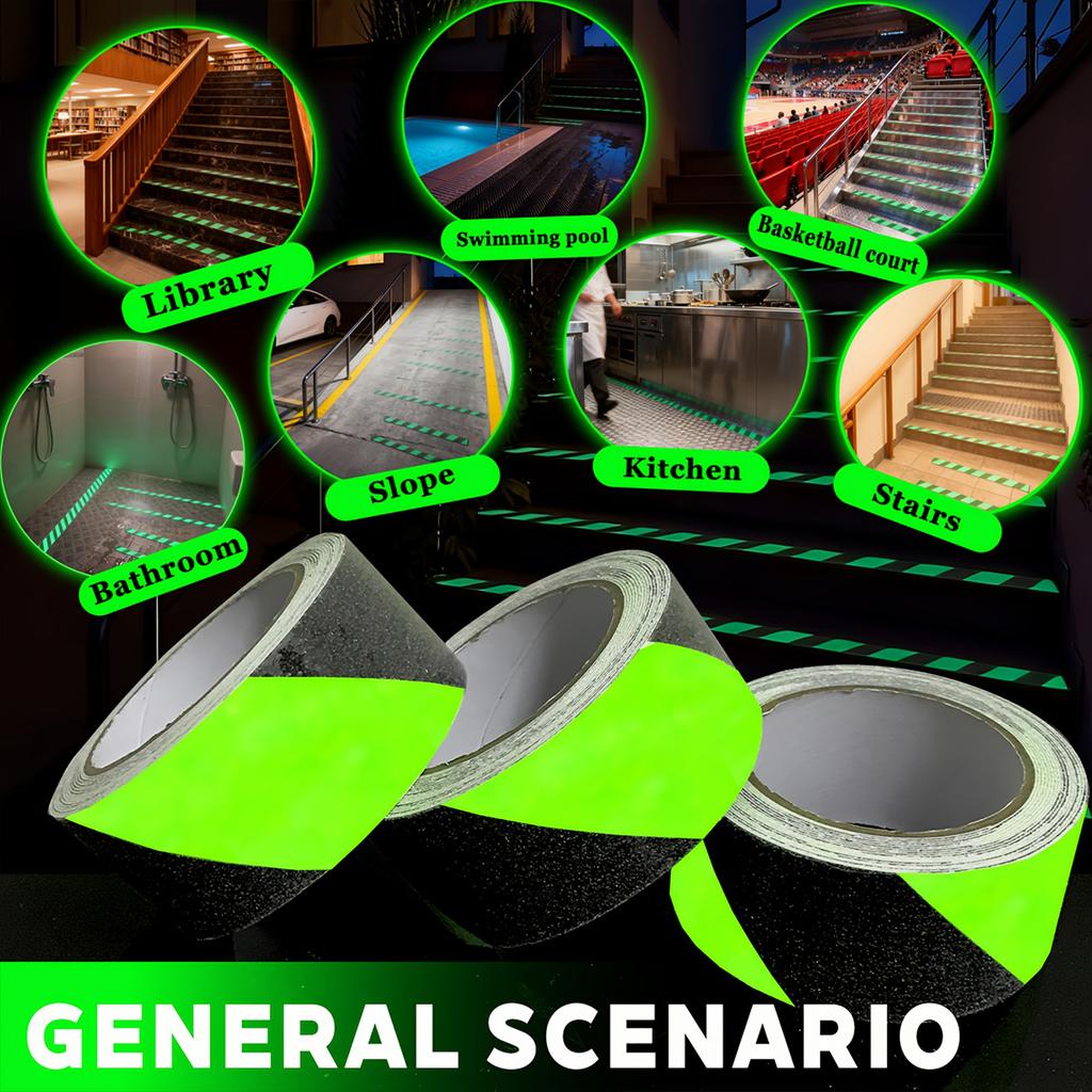 Rutschfeste Klebebänder Leuchtstreifen Leuchtend Grün Wasserdicht Sicherheit Außenboden Hochreibungsstreifen für Treppenstufe