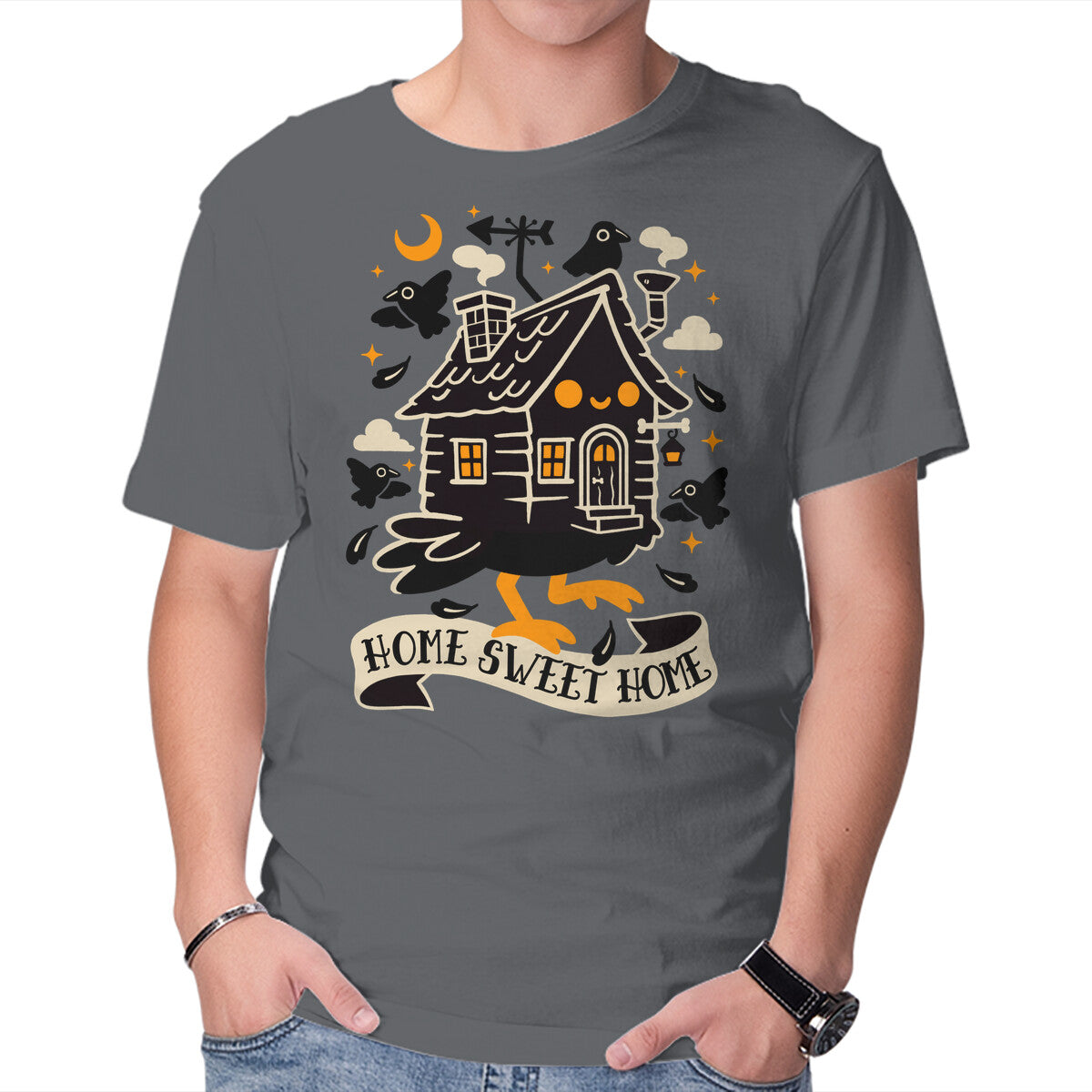Unisex Crew Neck T-Shirt Baba Yaga Sweet Home Graphic Short Sleeve Casual Tee XXL