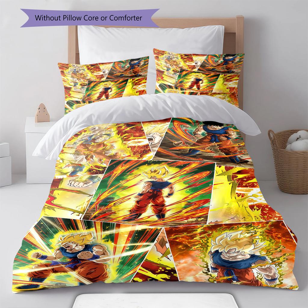 Biancheria da letto con motivo DRAGON BALL, Set piumone Copripiumone Federa Regalo di Compleanno per la Casa (1 * copripiumino + 2 * federa, senza nucleo)