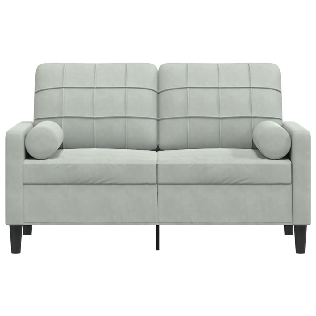 2 Seater Sofa with Decorative Cushions Light Grey 120 cm Velvet
