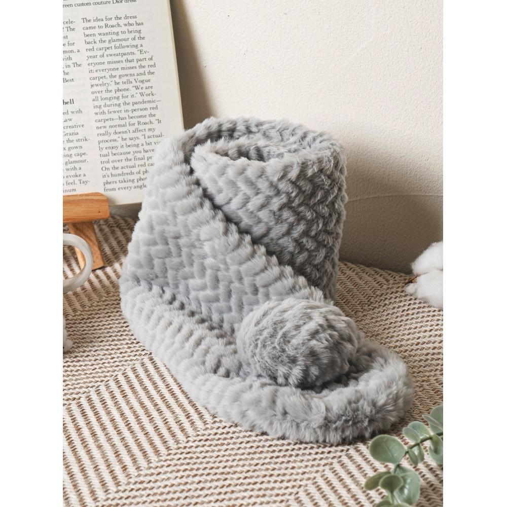 Daiso Mini Woven Fur Drop Shawl Grey