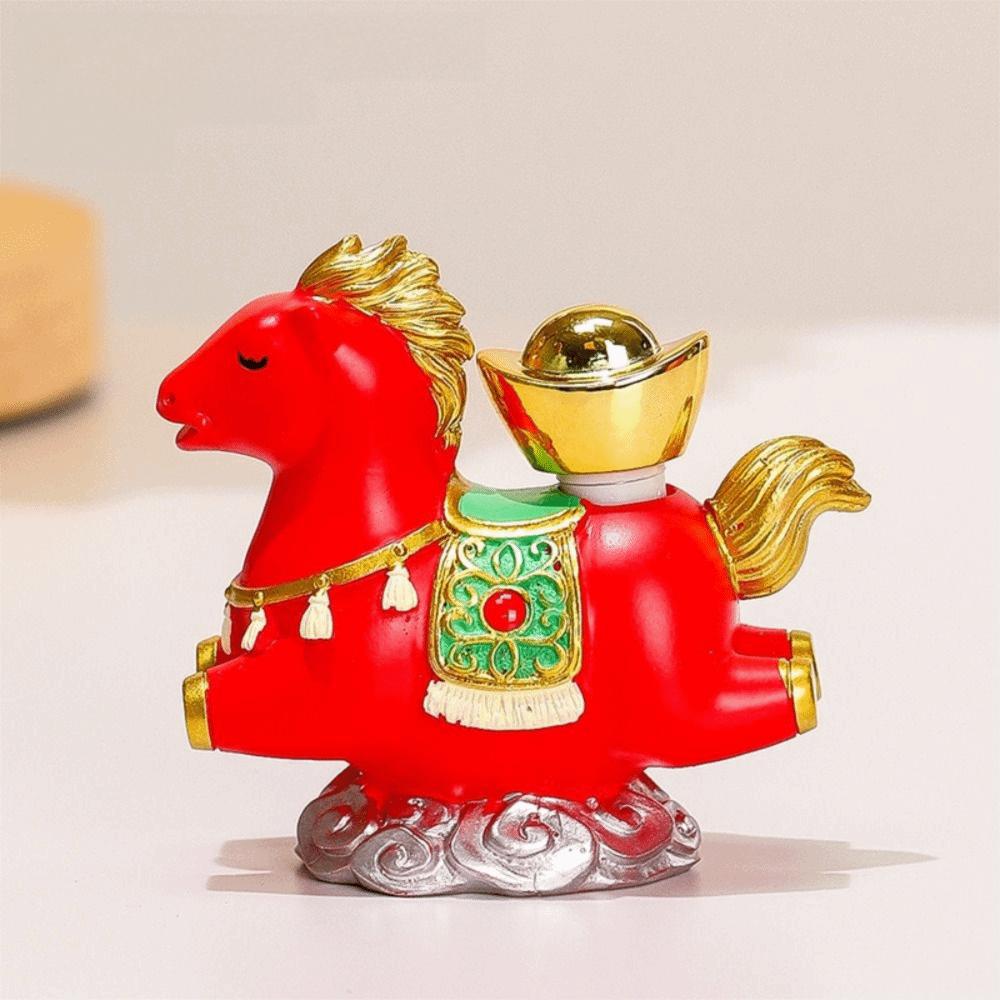 Resin New Year Mascot Miniature Desktop Ornament Zodiac Ornaments Gift Horse Figurine  Cabinet