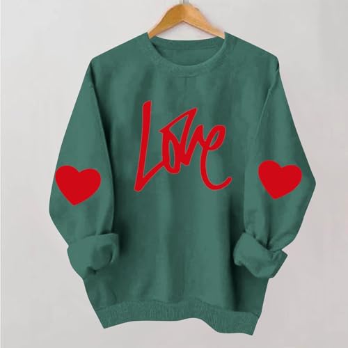 Ladies' Casual And Fashionable Round Neck Top With Valentines Print Hooded T,shirt Long Sleeved Sweatshirt