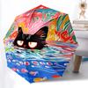 1 Stück Katzen-Schwimm-Bunt Automatischer Faltregenschirm, Tragbares & Faltbares Design mit 8 Speichen, 61
