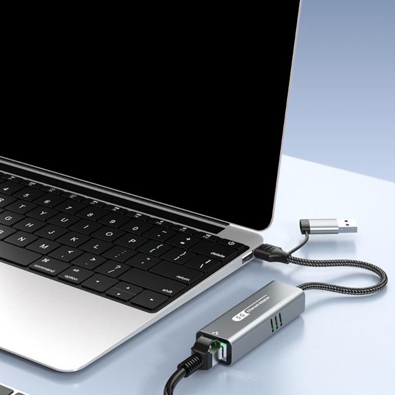 Fast Speed USB Type C to RJ45 Adapter 5000Mbps Ethernet Networking Converters for Laptops and Desktops