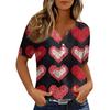 Women's T Shirt Tee Print Button Short Sleeve Daily Weekend Fashion Basic V, Neck Regular Top Valentine's Day