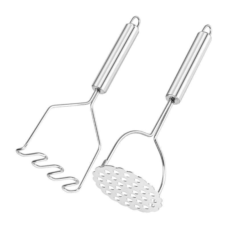 Stainless Steel Potato Masher Manual Potato Crusher Pusher Fruit Vegetable Pressure Mud Machine Potato Ricer Press Kitchen Tool