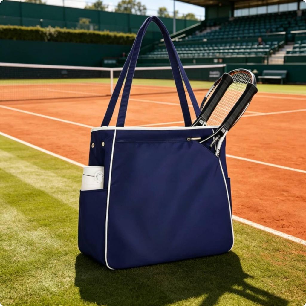 Tennis Racket Bag Large Capacity Paddle Portable Water Resistant Sports Tote Beige