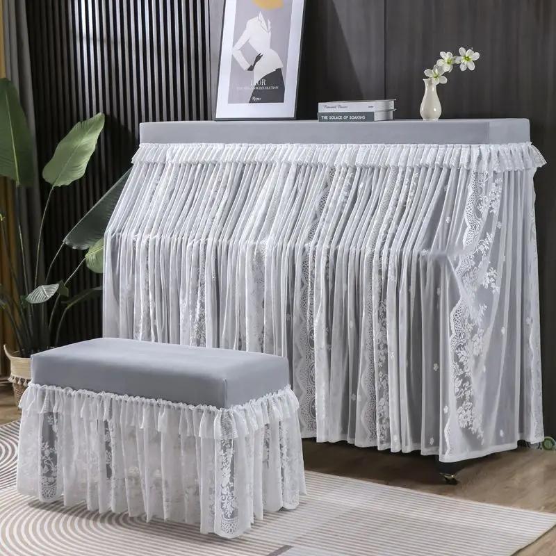 Șal din dantelă din catifea Husă de praf pentru pian șifon brodat franceză, protecție pentru pian, frumoasă pentru bancă de uz casnic Pânză rezistentă la praf