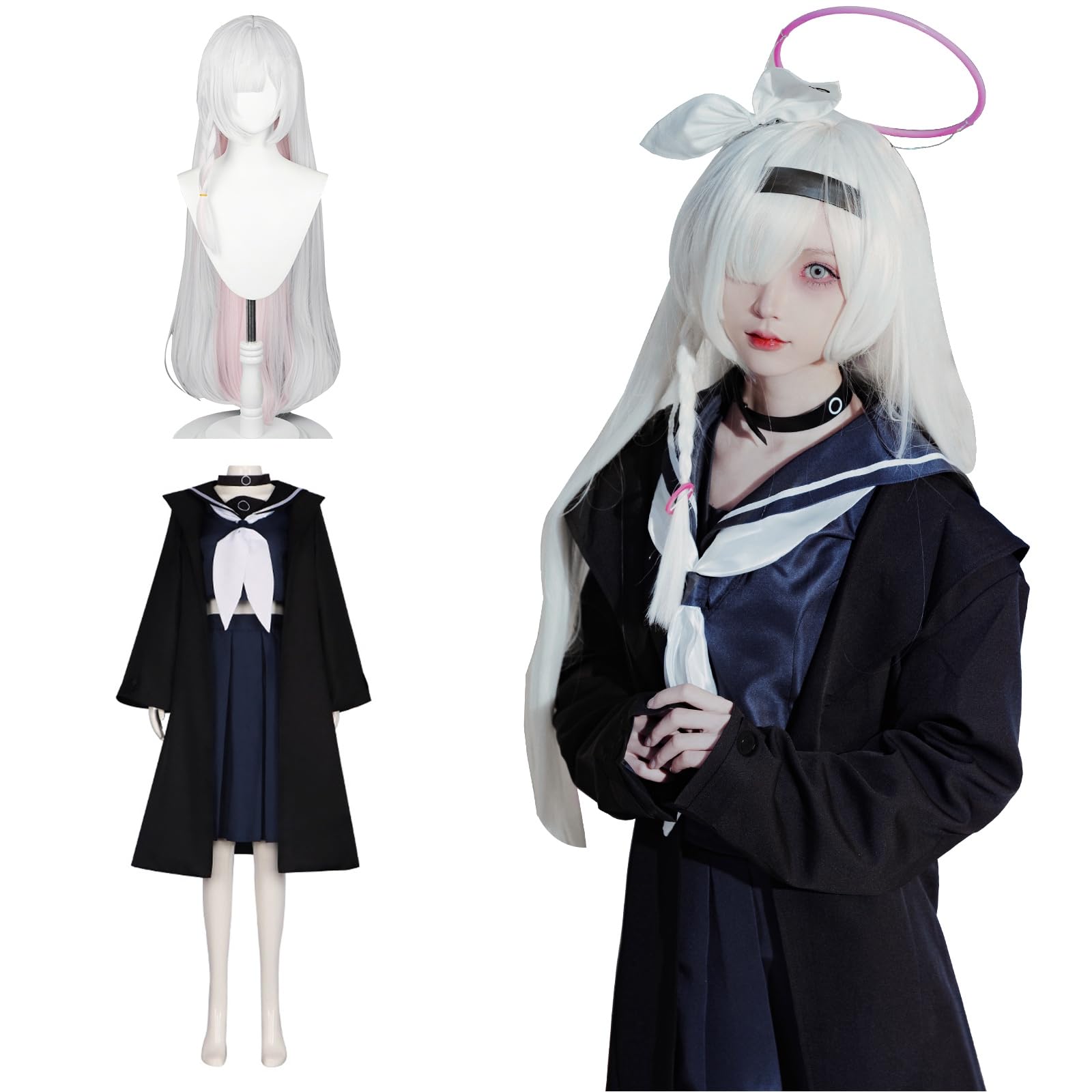 

Парик для косплея Плана Костюм для косплея Blue Archive для Идеально подходит для школьных и сценических выступлений Размер Плана [Отличный продукт] В комплекте, А.Р.О.Н.А