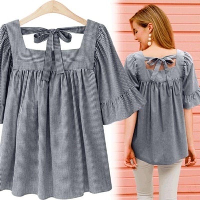 

Модный стиль рубашка с оборками на рукавах и шнуровкой оверсайз женская одежда Haig XXXL