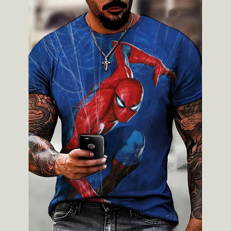 Men's Fashion Marvel T-shirt Spider Man 3D Printed Summer Round Neck Short Sleeve